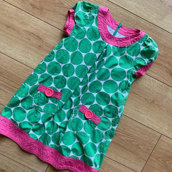 Mini Boden Other - Mini Boden Pink & Green Polka Dot Dress Size 7-8Y